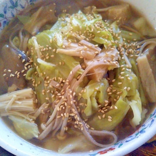 ★春キャベツあわび茸えのき蕎麦